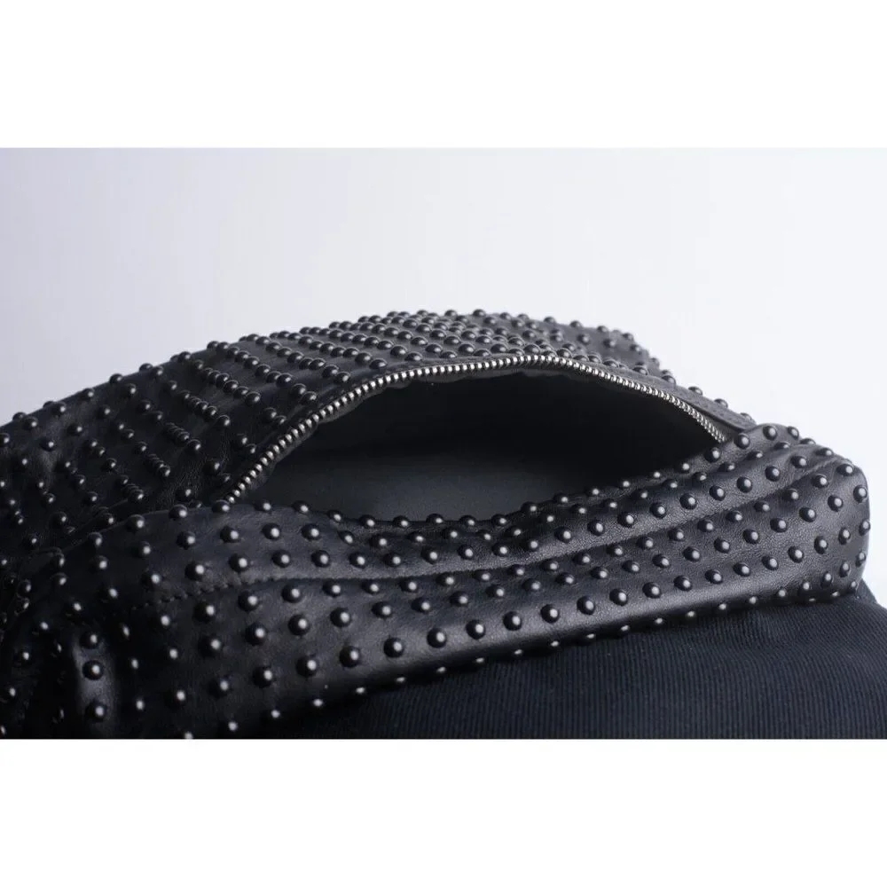 GIVENCHY Unisex Bookbag CI Back Pack Black Large Studded Canvas Leather NWT - Picture 7 of 10